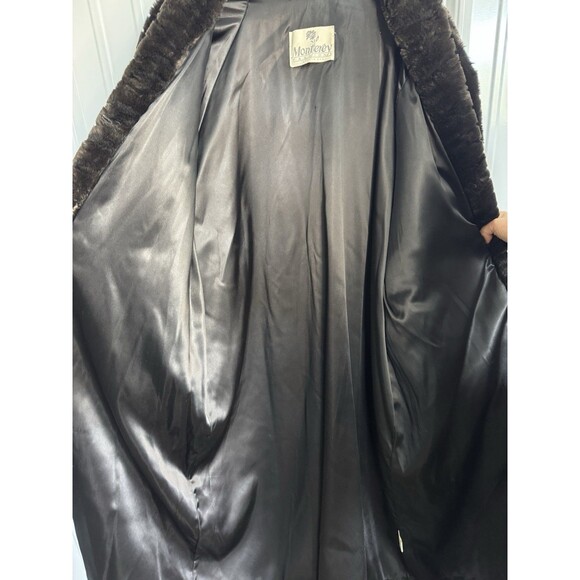 Vintage Monterey Fashions Full Length Chocolate Faux Fur Coat 3 XL  Made In USA - Picture 4 of 11